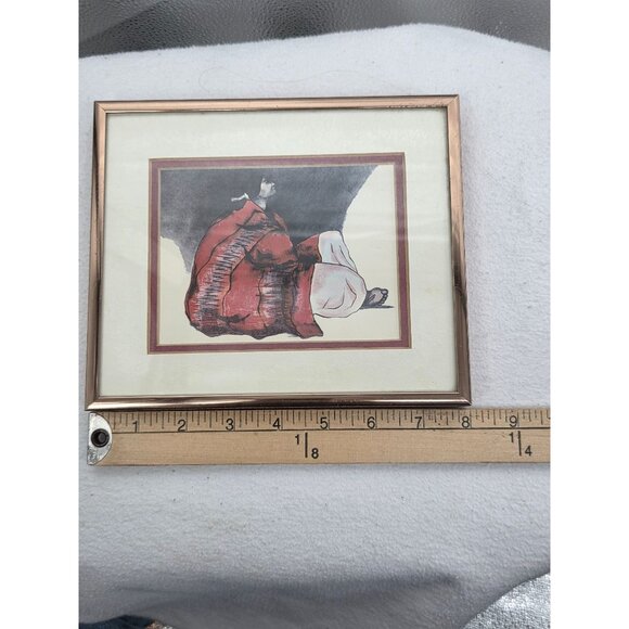 R.C. Gorman "Night" Framed Art Print Signed 7x8 Inches Gold Frame - Picture 9 of 11